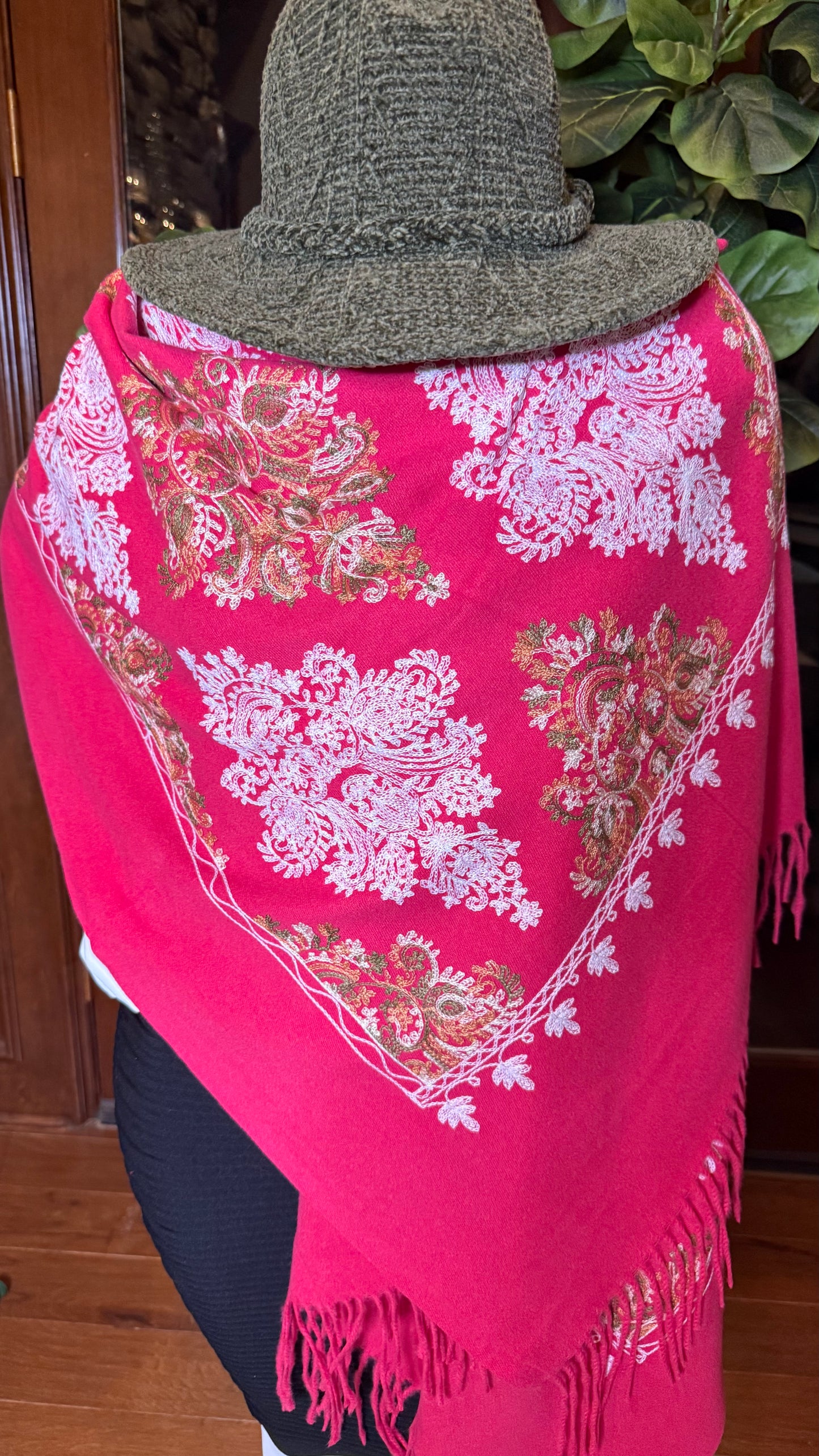 Brenda Pink Embroidered Shawl Top