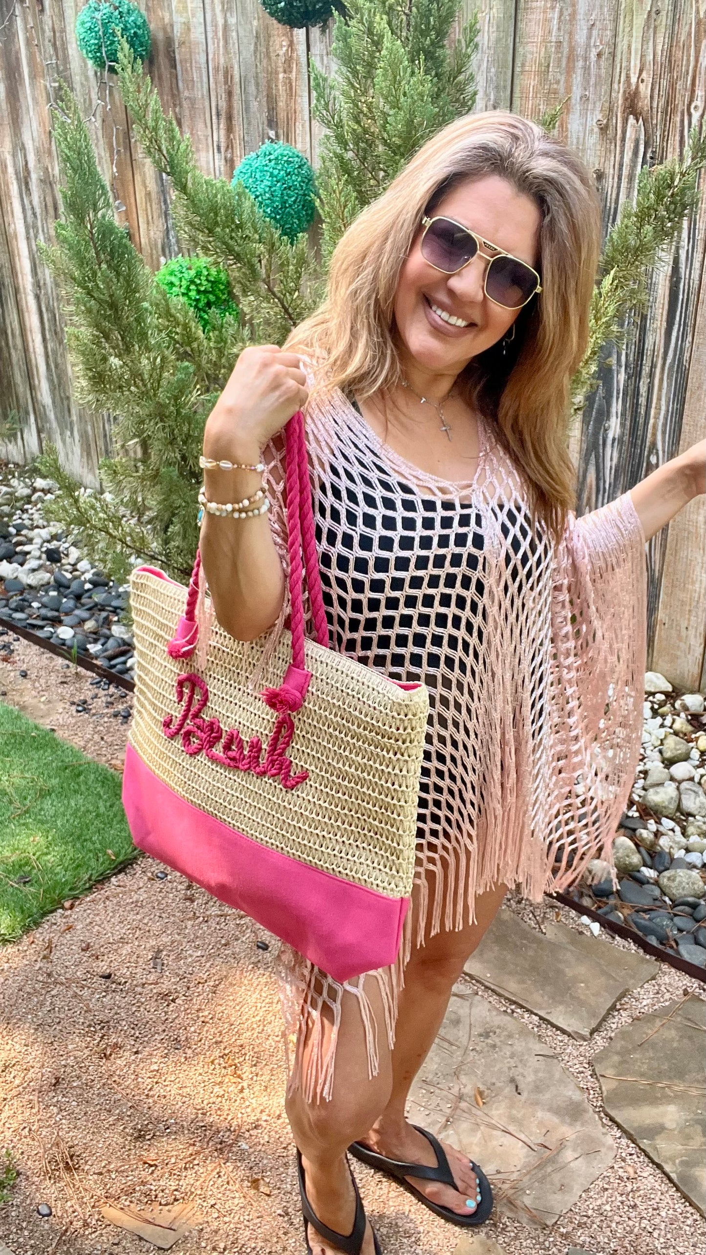 Blush Pink Mesh Cover Up