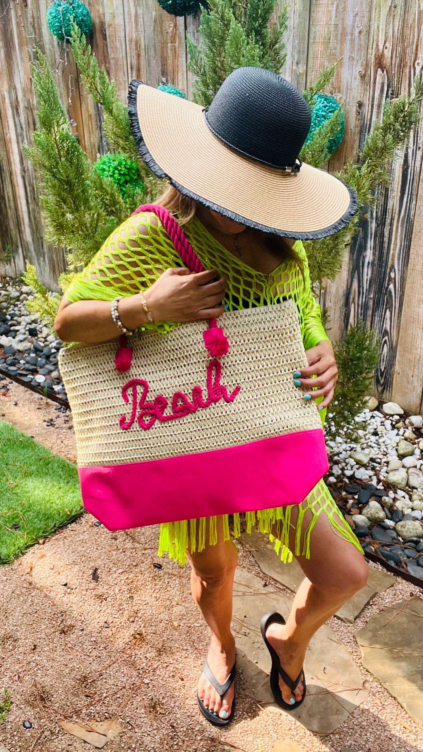 Lime Green Mesh Cover Up Top