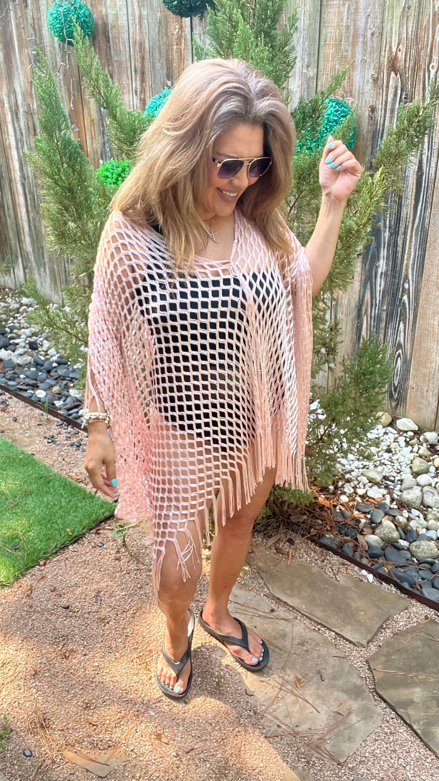 Blush Pink Mesh Cover Up