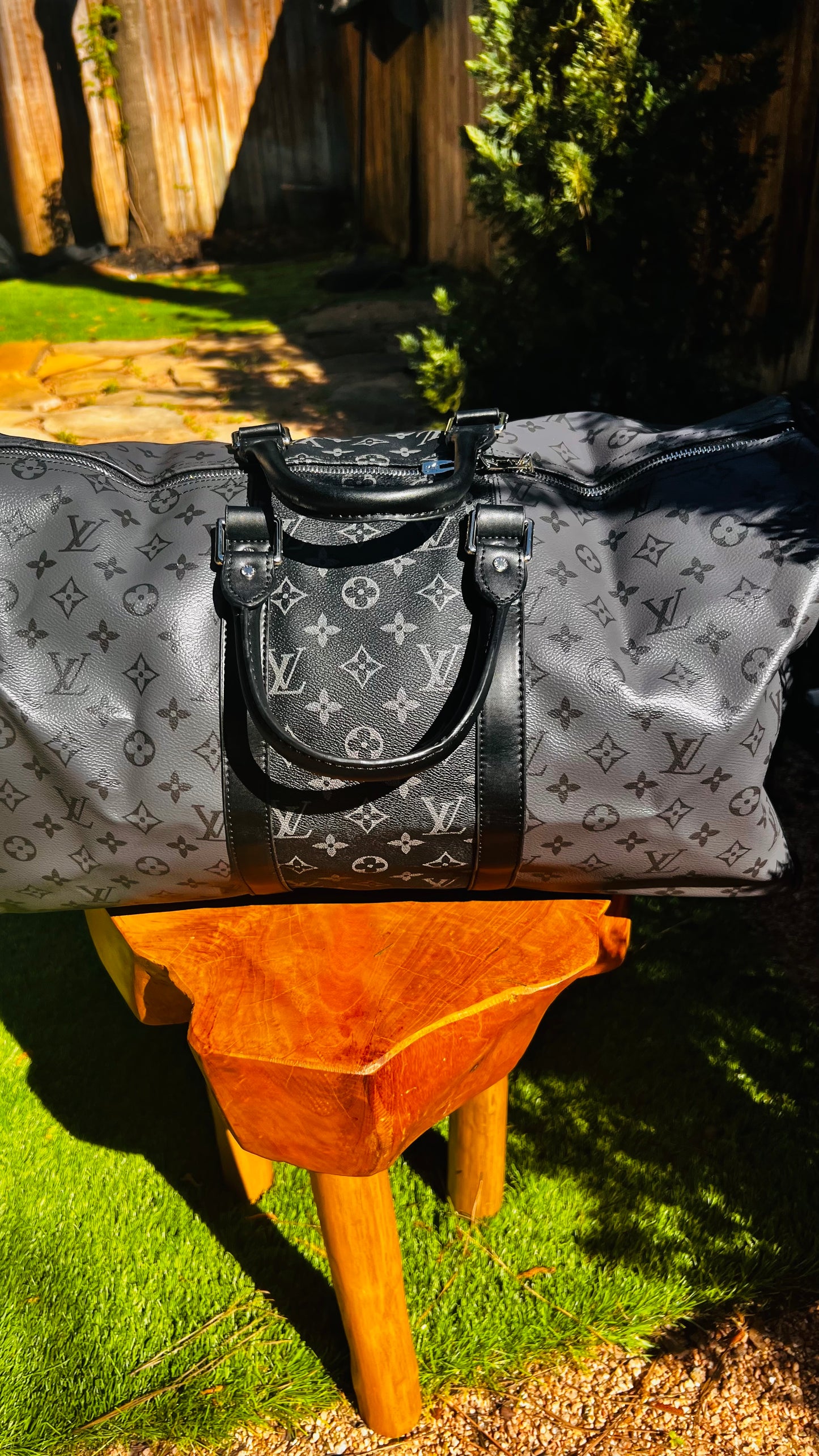 Black and Grey Monogram Duffle Bag