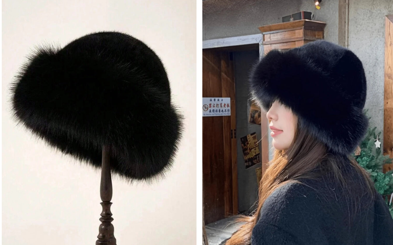 Dedra Black Furry Hat