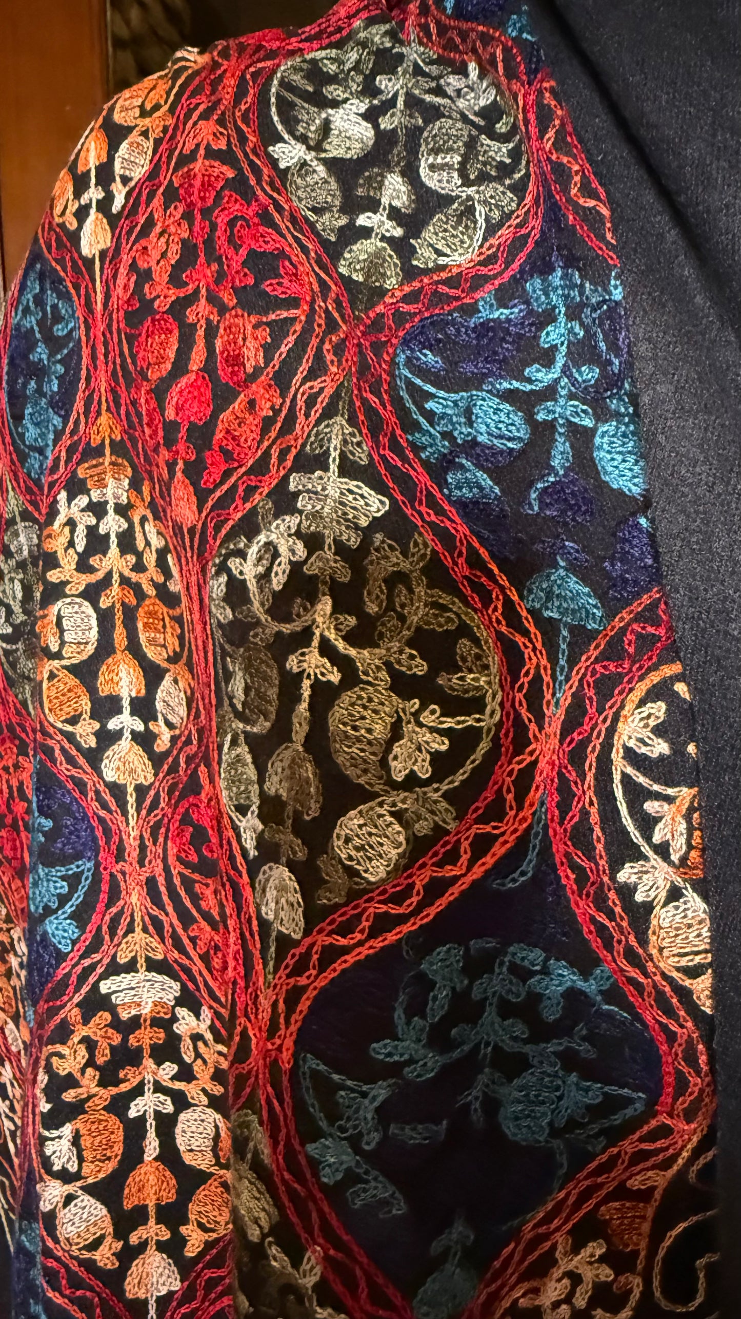 Marley Black Embroidered Shawl Too