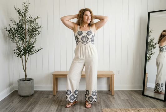 Emmy Embroidered Jumper with flowers on Top