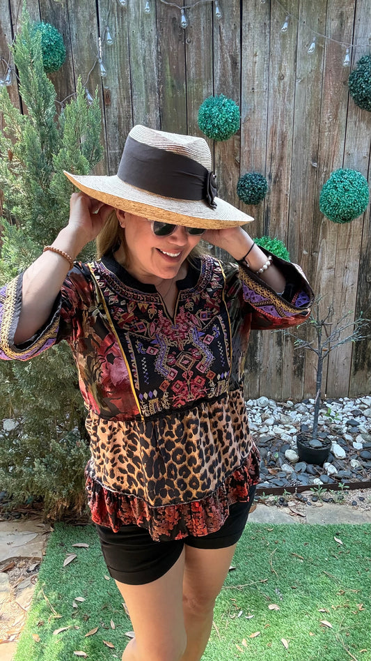 Leopard Embroidered Top