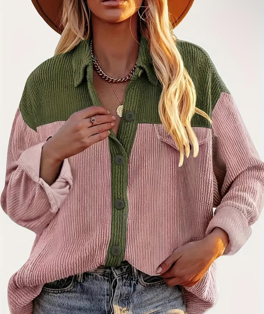 Two Toned Corduroy Top