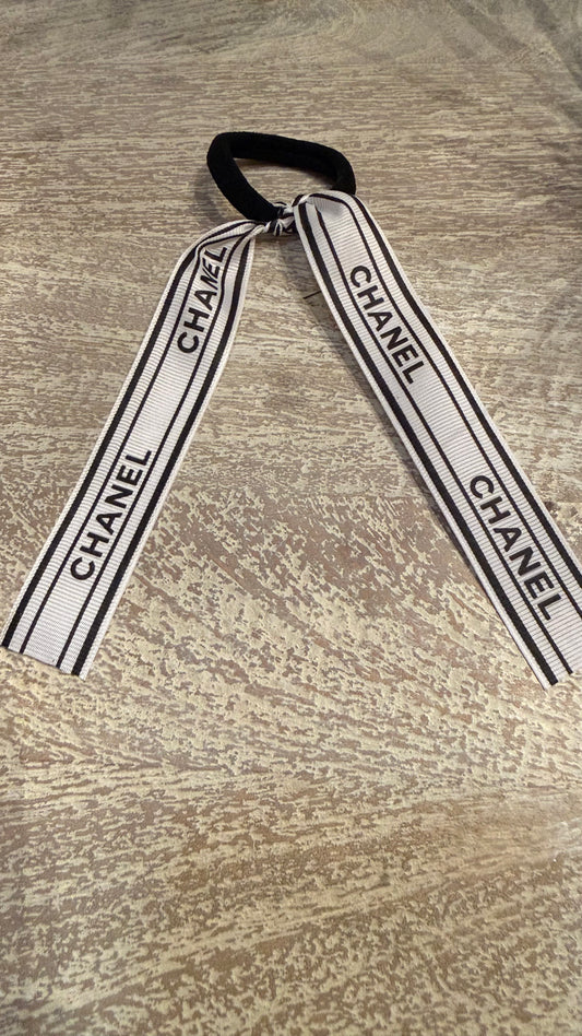 White Chanel Hair Tie