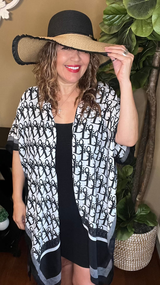 Black and White Lux Kimono Top