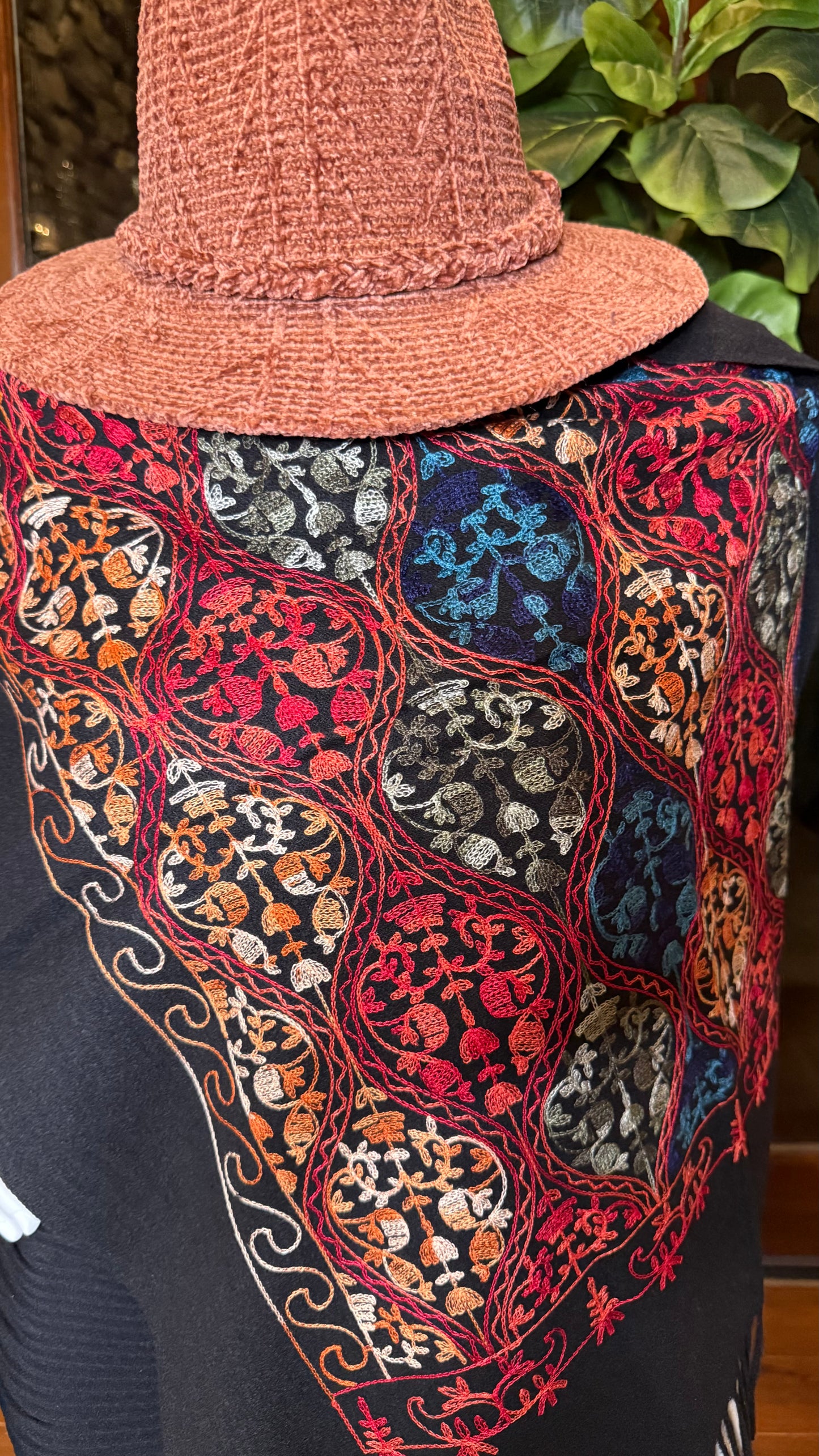 Marley Black Embroidered Shawl Too