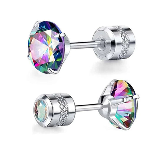 Rainbow Screw back Earrings