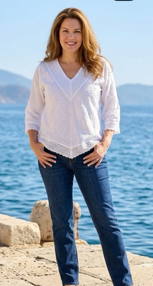 Aleya White Embroidered Top