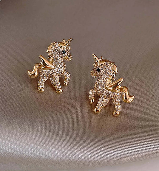 Golden Unicorn Earrings