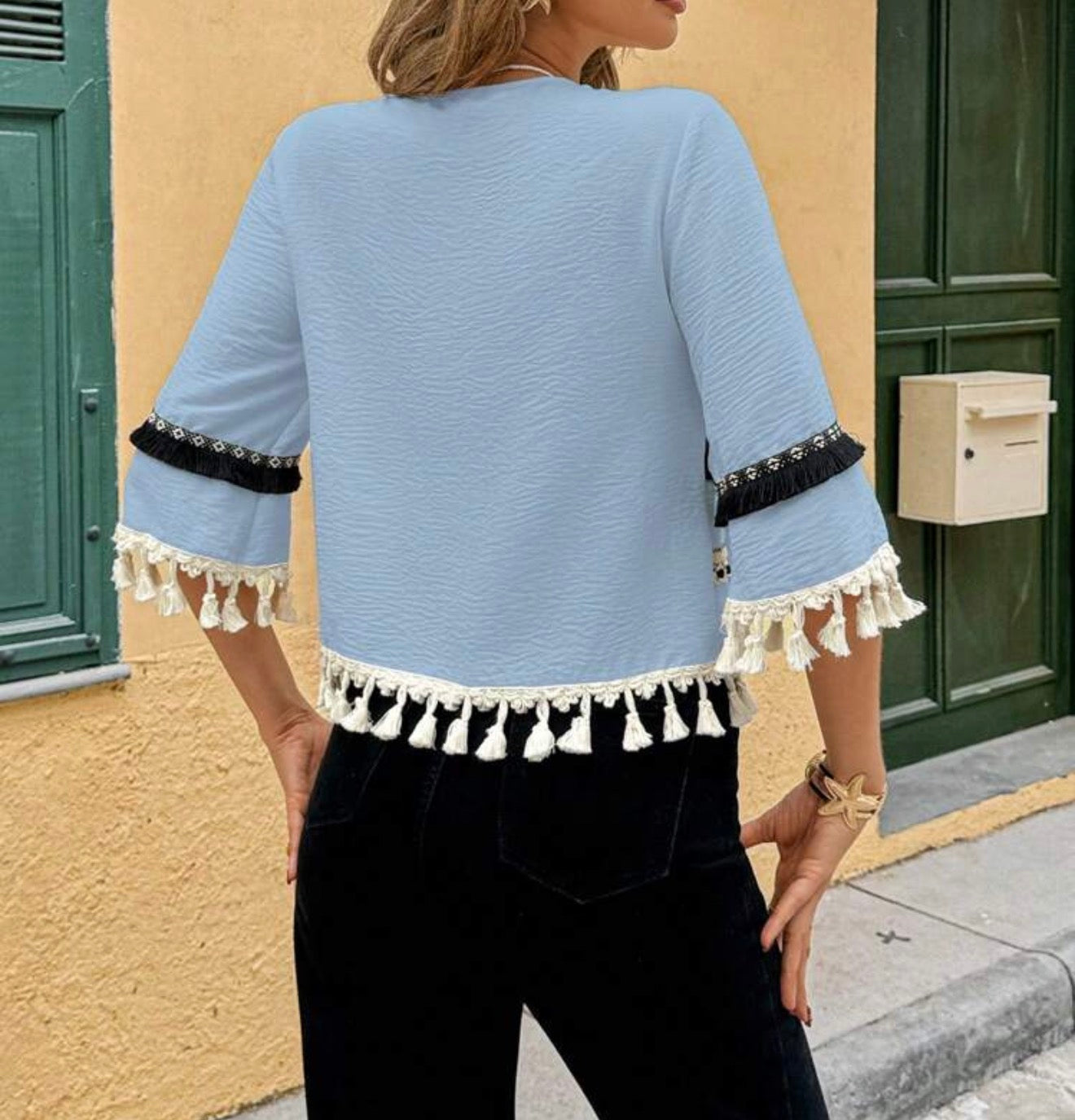 Lala Blue Cardigan Top
