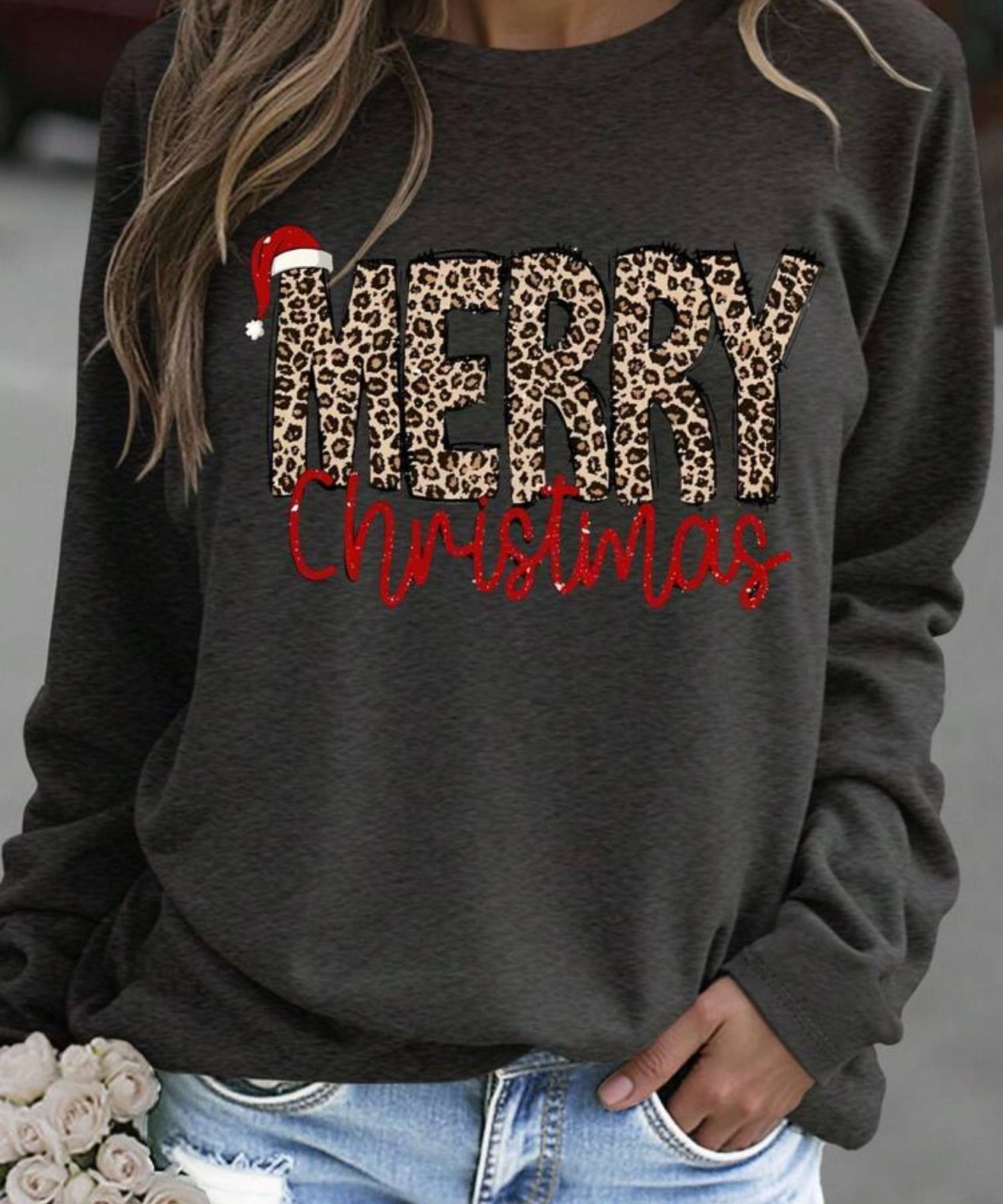 Leopard Merry Christmas Top