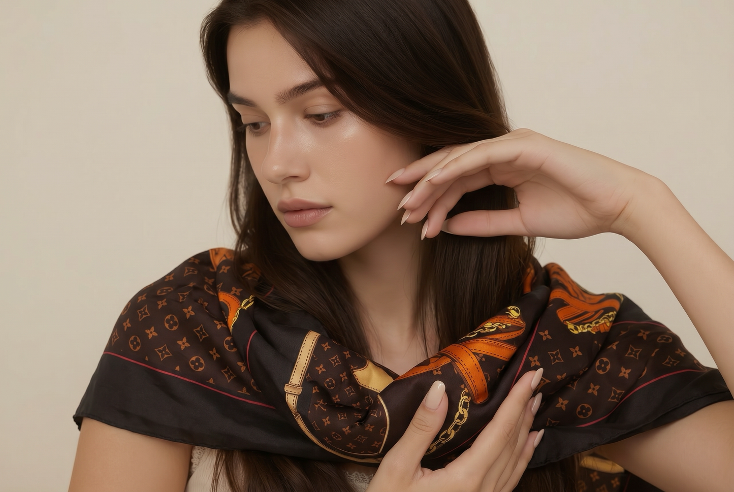 Brown Lux Scarf( can be worn as  a TOP)