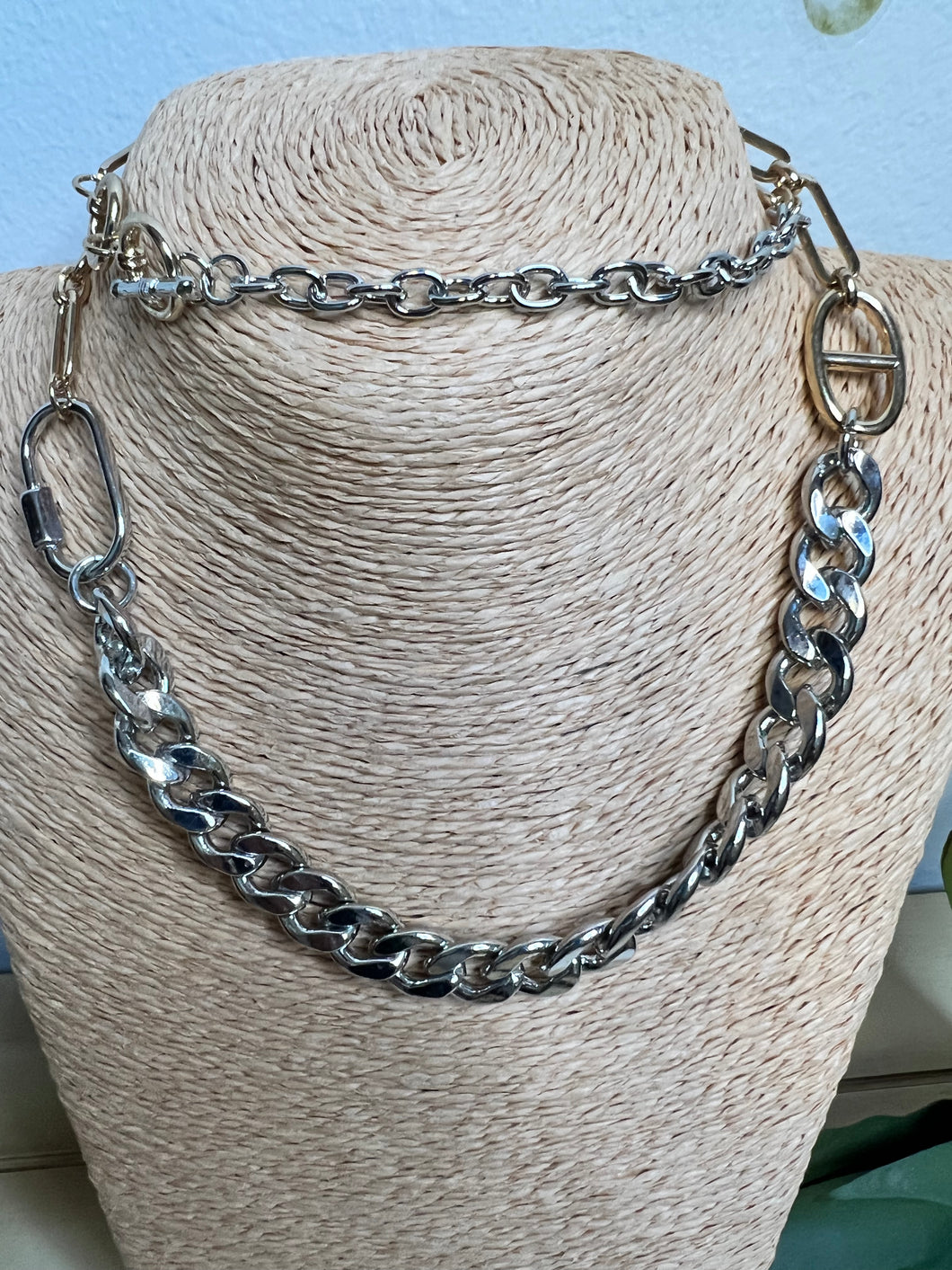 Reba Golden and Silver Chain Necklace