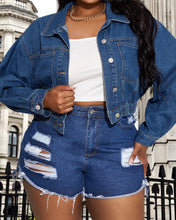 Load image into Gallery viewer, Johanne Cropped Denim Jacket
